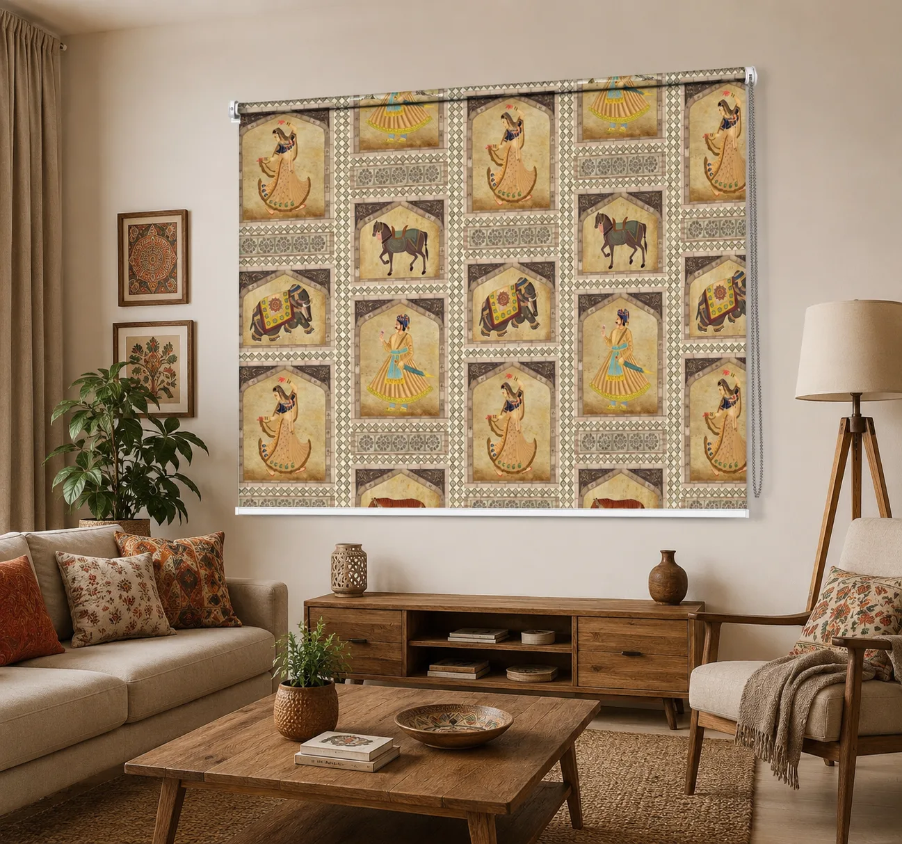 Traditional Indian Mughal Art Heritage Roller Blind 1 Traditional Indian Mughal Art Heritage Roller Blind