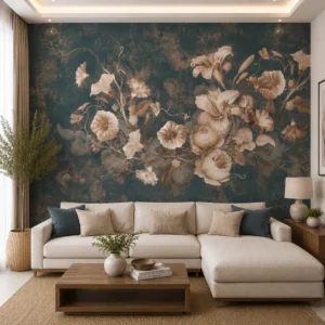 Vintage Beige Floral Wallpaper for Walls