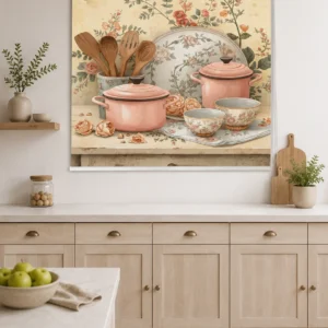 Vintage Floral Kitchen Printed Roller Blind for Kitchen Window