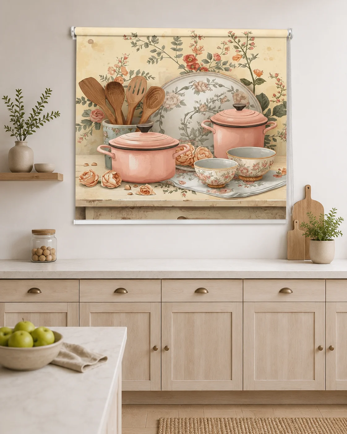 Vintage Floral Kitchen Printed Roller Blind for Kitchen Window 1 Vintage Floral Kitchen Printed Roller Blind for Kitchen Window