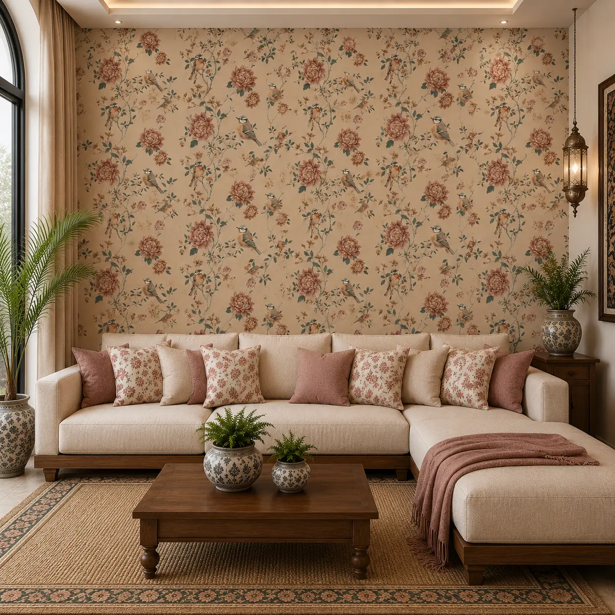 Vintage Floral & Songbird Wallpaper 1 Vintage Floral & Songbird Wallpaper