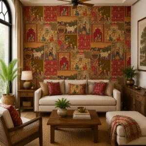 Vintage Indian Heritage Patchwork Rajasthani Wallpaper