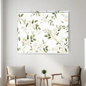 White Blossom Floral Printed Roller Blind