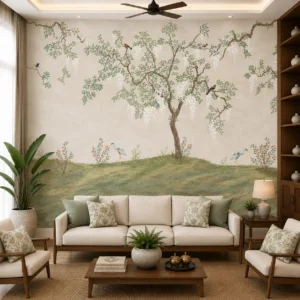 Botanical Birds & Heron Wallpaper