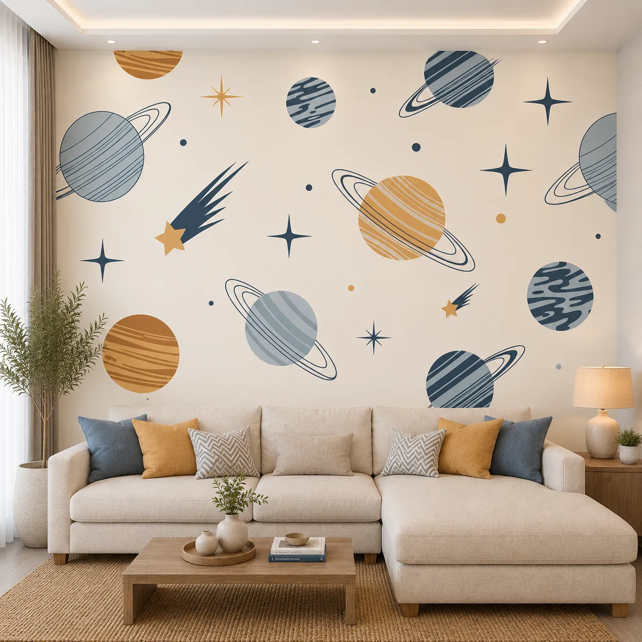 Celestial Space Wallpaper with Planets, Saturn & Stars 1 Celestial Space Wallpaper with Planets, Saturn & Stars