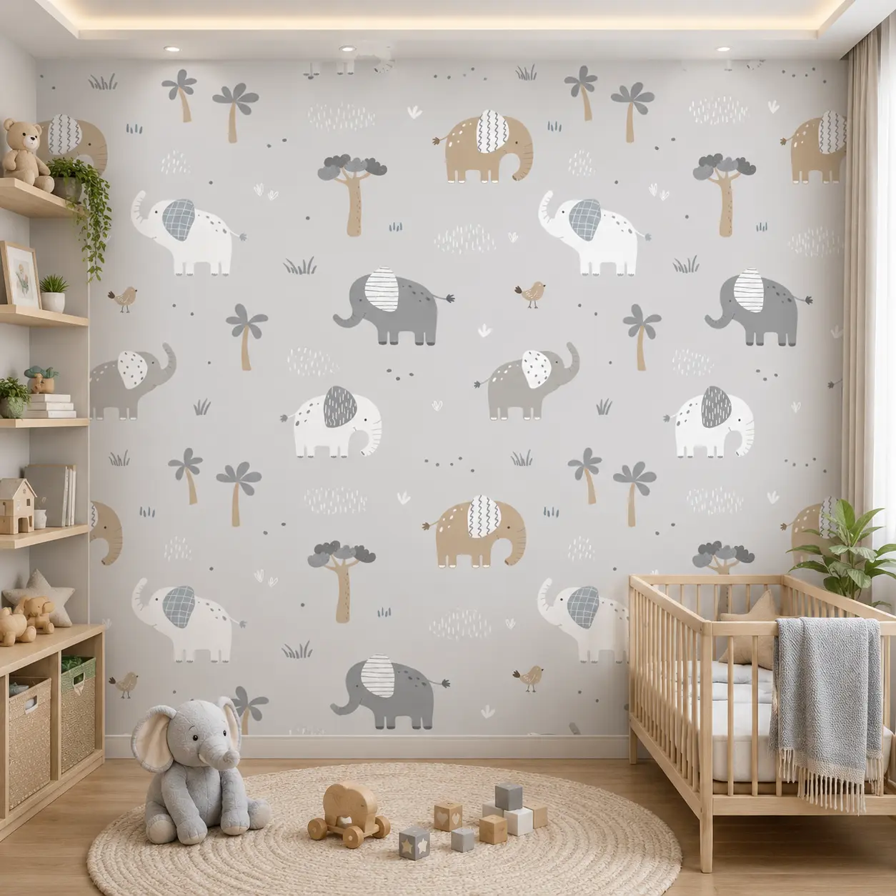 Elephant Safari Nursery Wallpaper 1 Elephant Safari Nursery Wallpaper