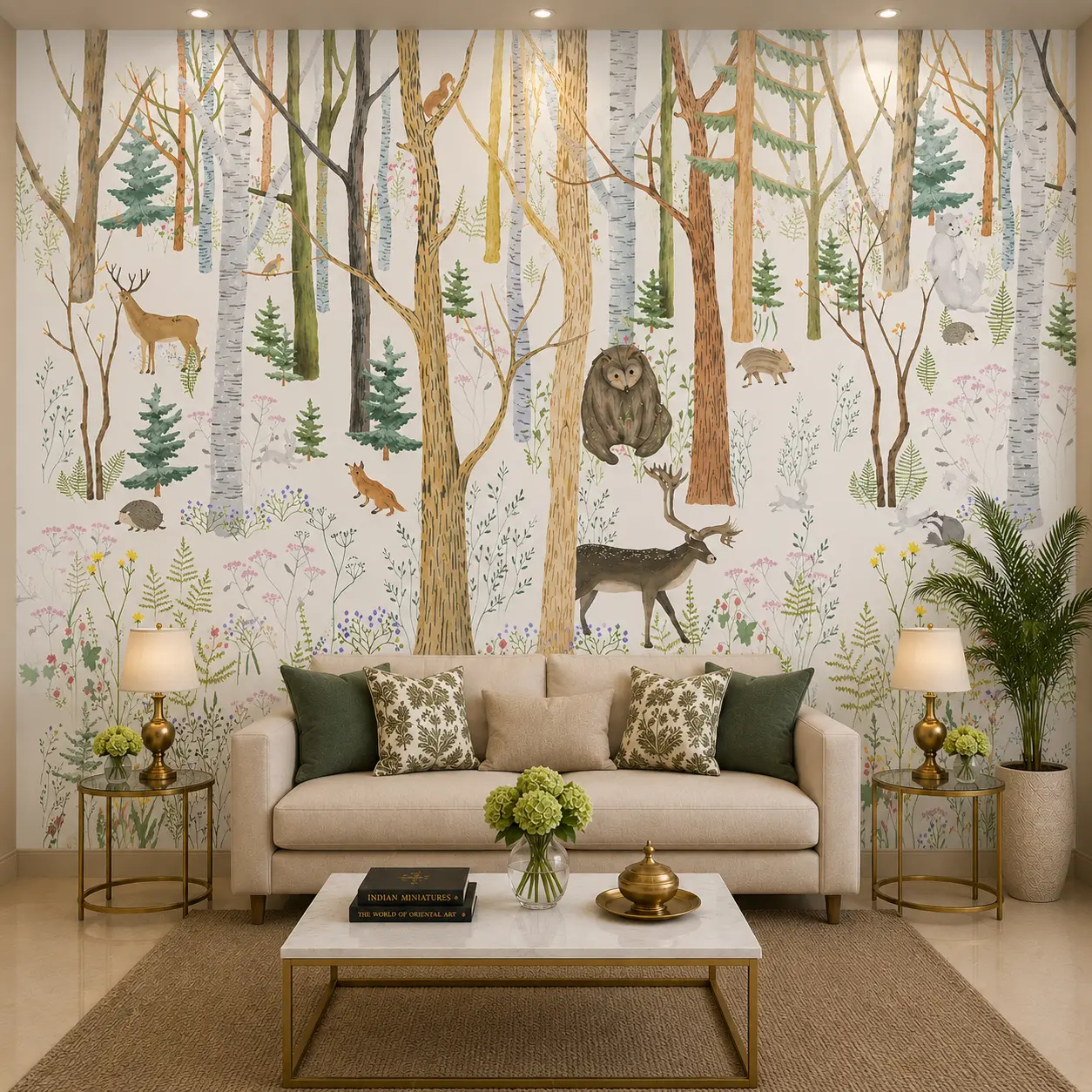 Enchanted Woodland Forest Wallpaper with Deer, Owl & Forest Animals 1 Enchanted Woodland Forest Wallpaper with Deer, Owl & Forest Animals