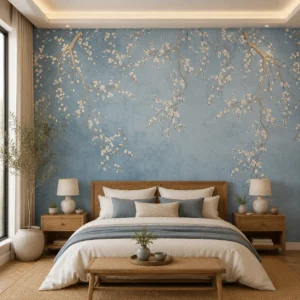 Floral, Japanese Blue Cherry Blossom Wallpaper