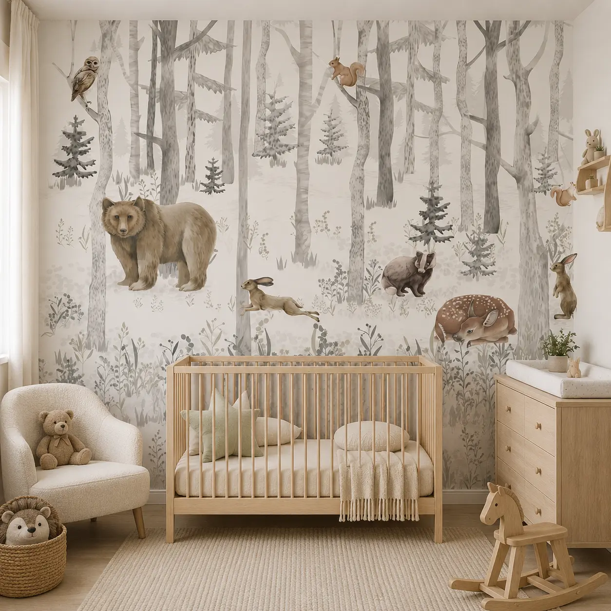 Forest Animals, Woodland Nursery Wallpaper 1 Forest Animals, Woodland Nursery Wallpaper