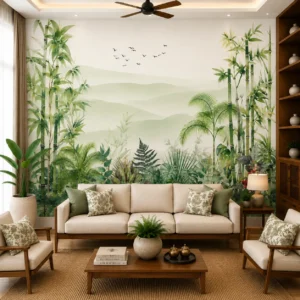 Green Bamboo Tropical Mountain Wallpaper