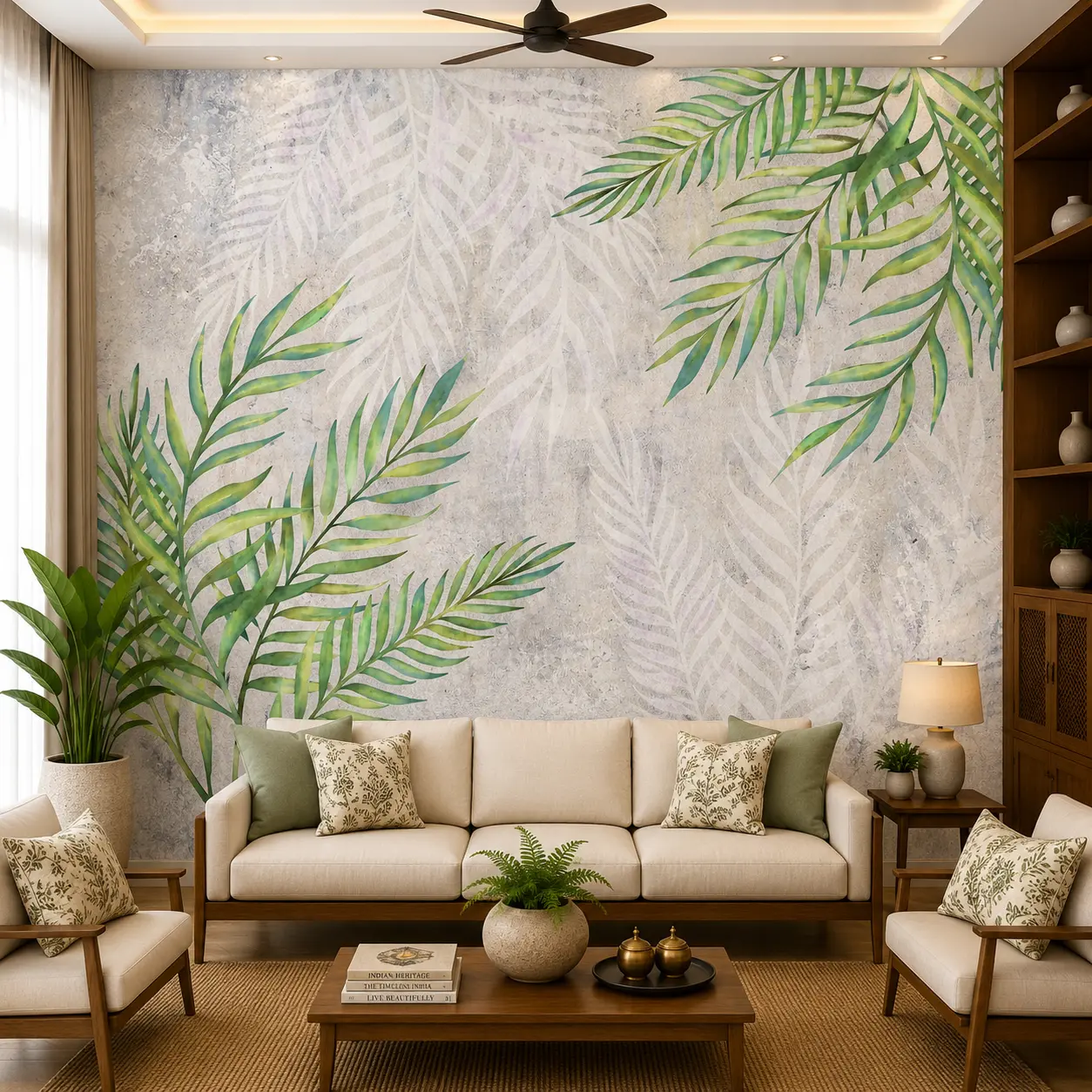 Green Jungle, Tropical Palm Leaf Wallpaper 1 Green Jungle, Tropical Palm Leaf Wallpaper