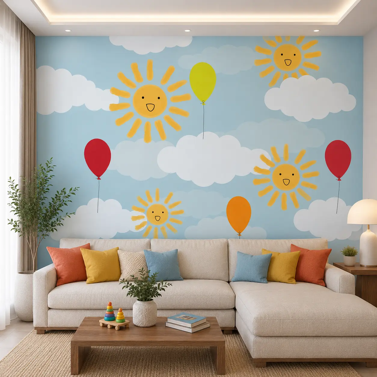 Happy Sunshine & Balloons Kids Wallpaper 1 Happy Sunshine & Balloons Kids Wallpaper