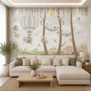 Koala & Elephant Woodland Kids Room Wallpaper