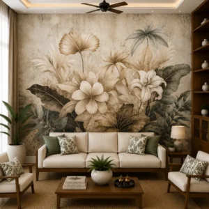Leaves & Flowers, Vintage Botanical Floral Wallpaper