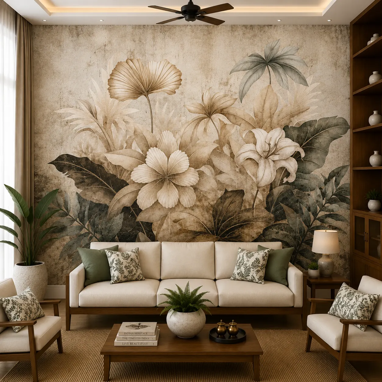 Leaves & Flowers, Vintage Botanical Floral Wallpaper 1 Leaves & Flowers, Vintage Botanical Floral Wallpaper