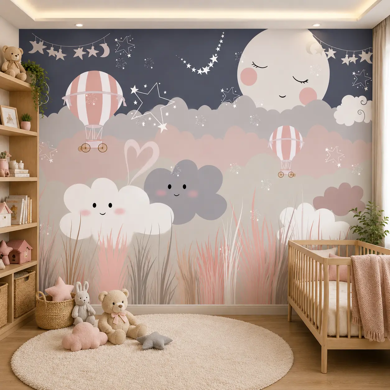 Moon & Clouds Nursery Wallpaper for Kids Room 1 Moon & Clouds Nursery Wallpaper for Kids Room