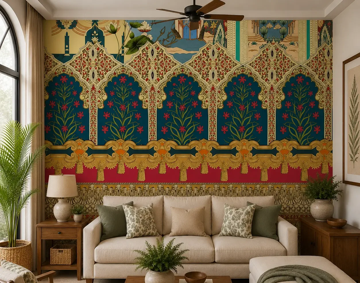 Moroccan Ornate Arch & Floral Damask Pattern Wallpaper 1 Moroccan Ornate Arch & Floral Damask Pattern Wallpaper