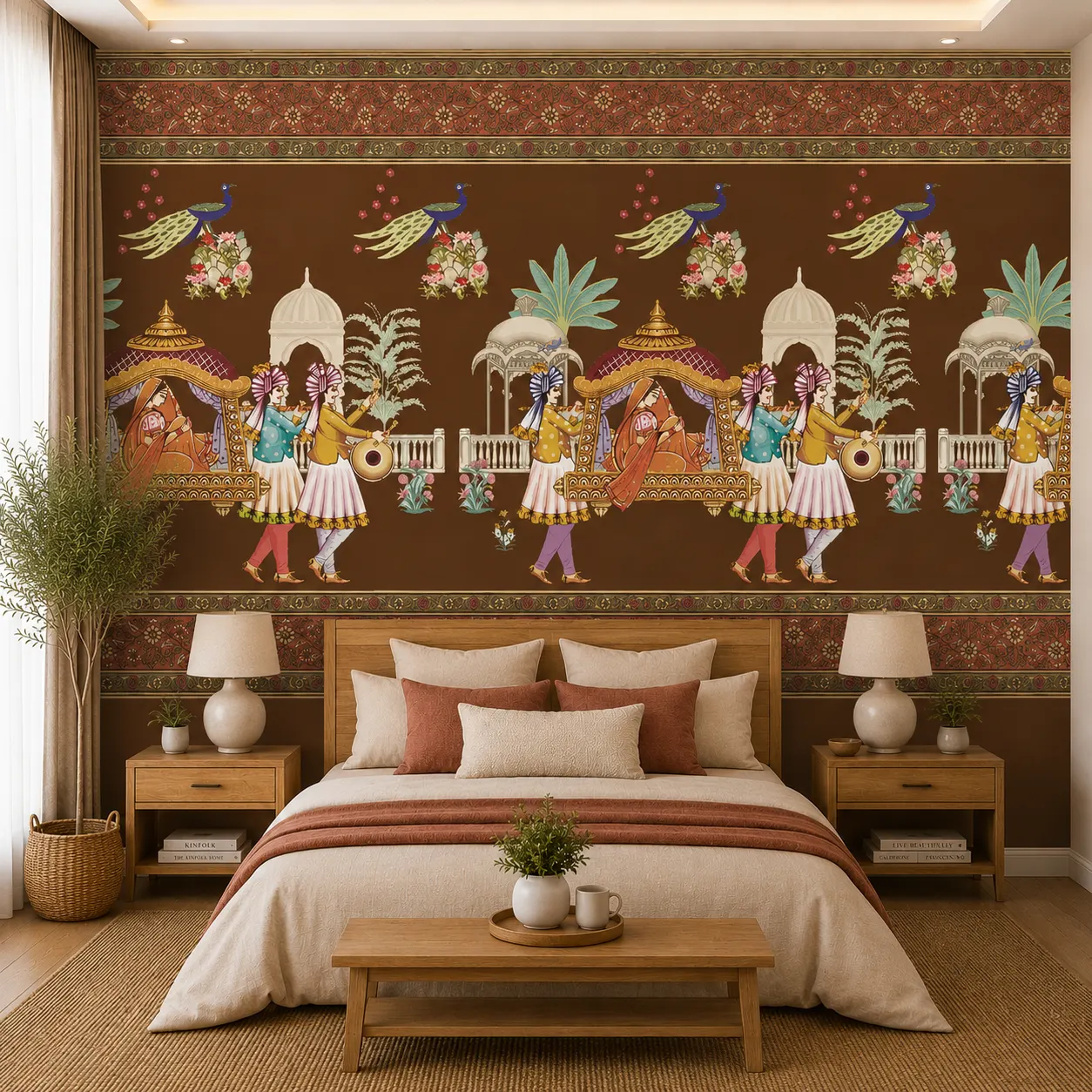Royal Indian Traditional Folk Art Peacock Wallpaper 1 Royal Indian Traditional Folk Art Peacock Wallpaper