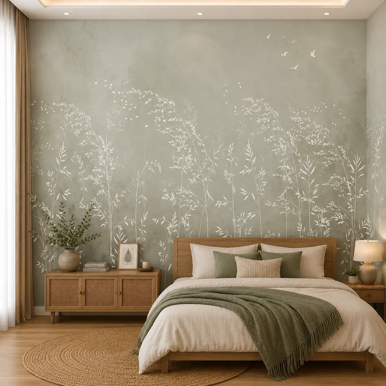 Sage Green, Minimalist Meadow Grass Wallpaper 1 Sage Green, Minimalist Meadow Grass Wallpaper