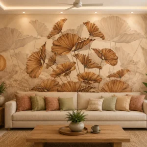 Sepia, Vintage Lotus Flower Wallpaper