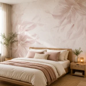 Soft Blush Floral Abstract Wallpaper with Pastel Texture Design