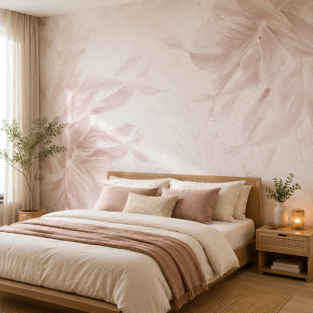 Soft Blush Floral Abstract Wallpaper with Pastel Texture Design 1 Soft Blush Floral Abstract Wallpaper with Pastel Texture Design