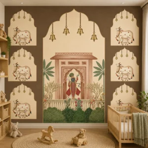 Traditional Indian Devotional Temple Cow Wallpaper