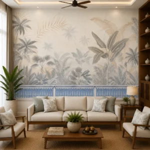 Tropical Palm & Banana Leaf Wallpaper