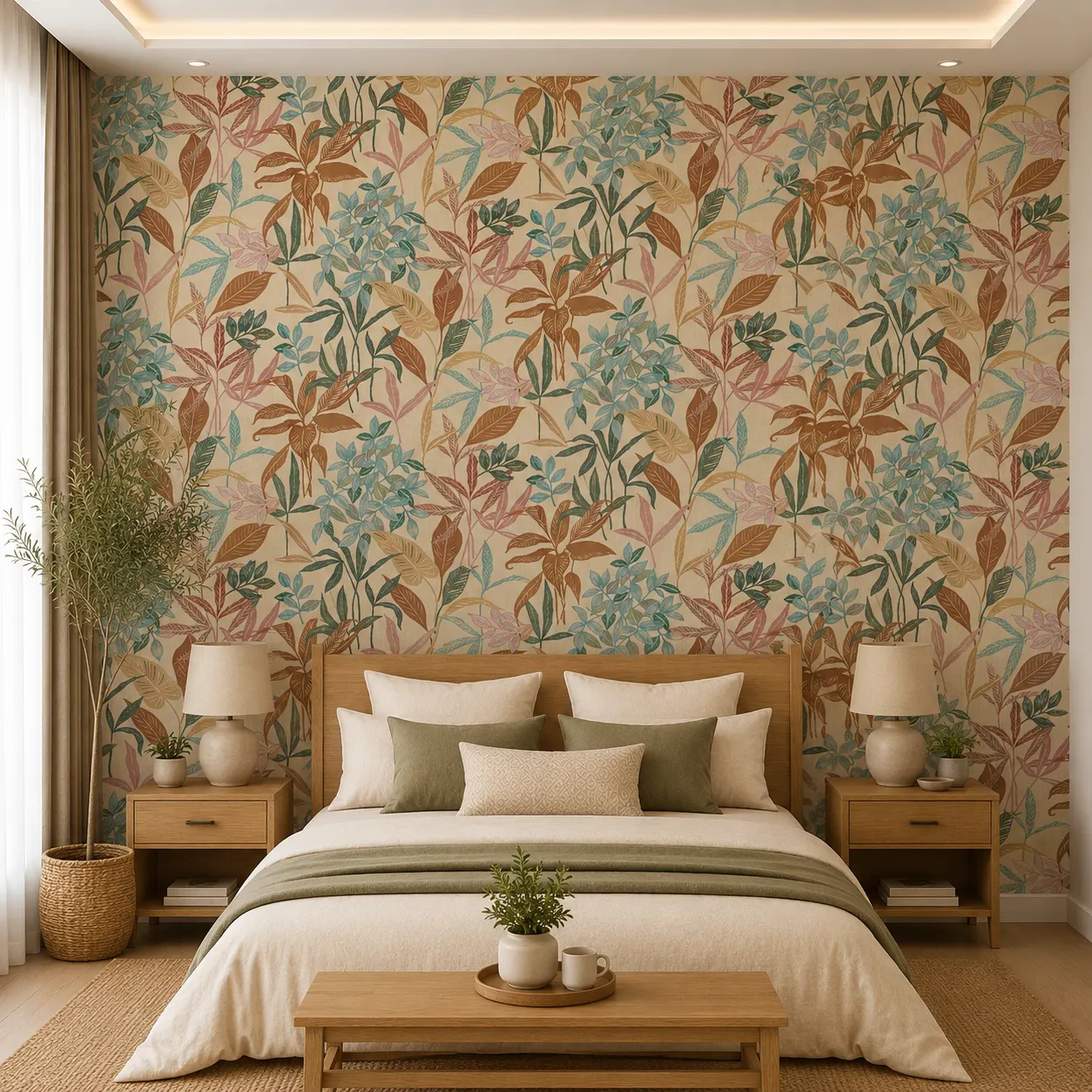 Vintage Tropical Earth Tone Floral Pattern Wallpaper 1 Vintage Tropical Earth Tone Floral Pattern Wallpaper