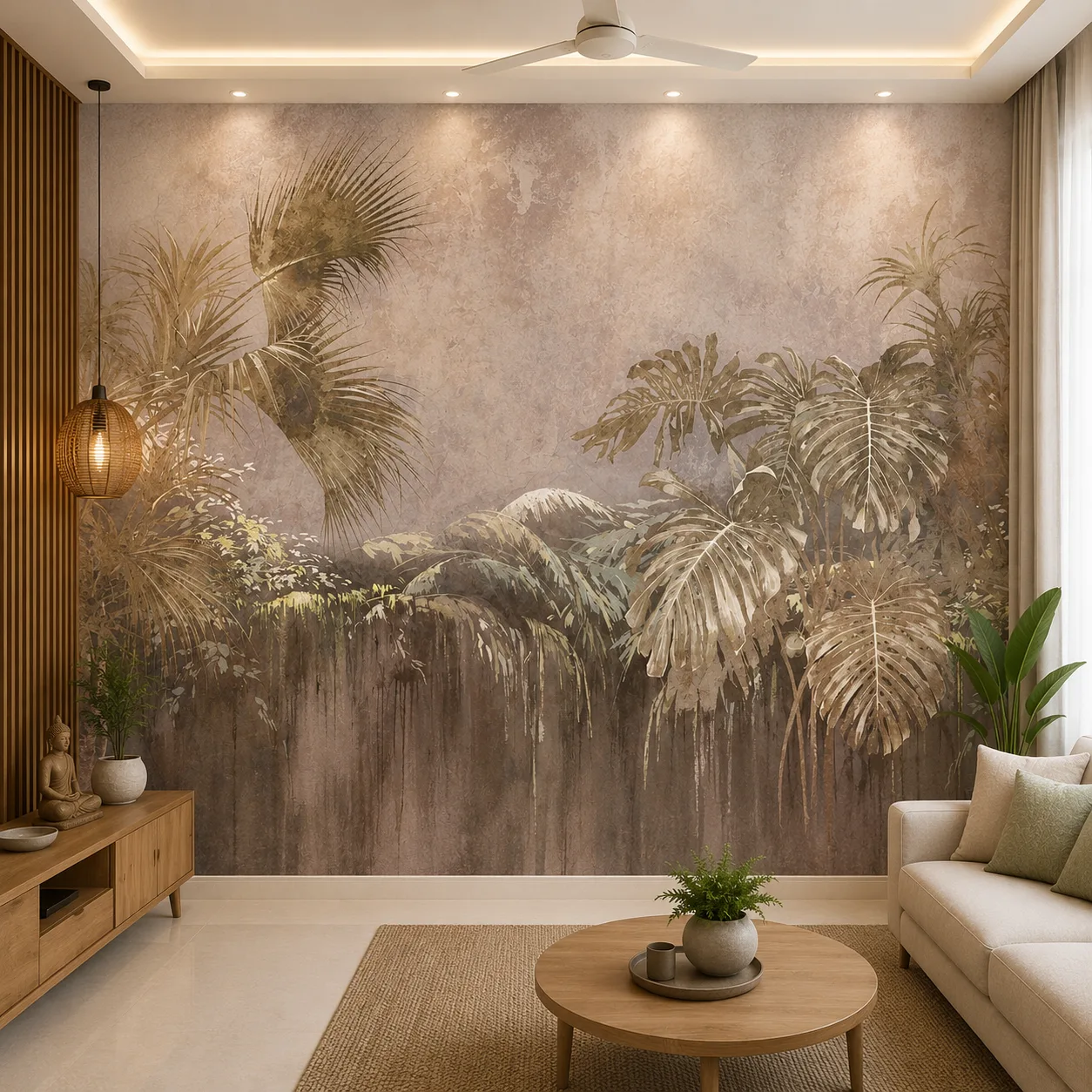 Vintage Tropical Palm & Monstera Wallpaper 1 Vintage Tropical Palm & Monstera Wallpaper