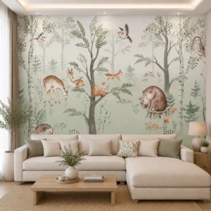 Woodland Forest Animal Kids Room Wallpaper