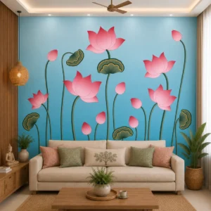 Blue Lotus & Pink Water Lily Wallpaper
