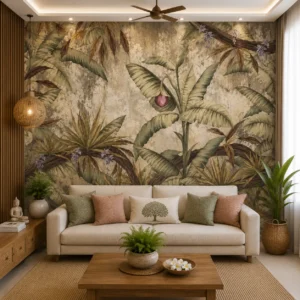 Foliage, Vintage Tropical Banana Leaf Wallpaper